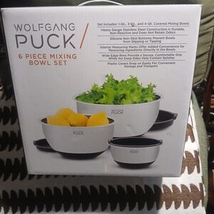 Wolfgang Puck Silver and Black 6-Piece Mixing Bowl Set
